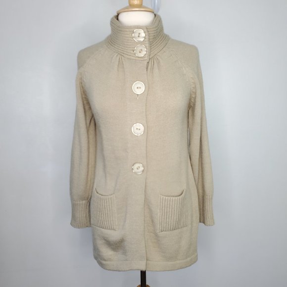 Designer Threads Tan Oatmeal 100% Alpaca Hand Made In Peru Button Up Cardigan, M - Picture 11 of 11